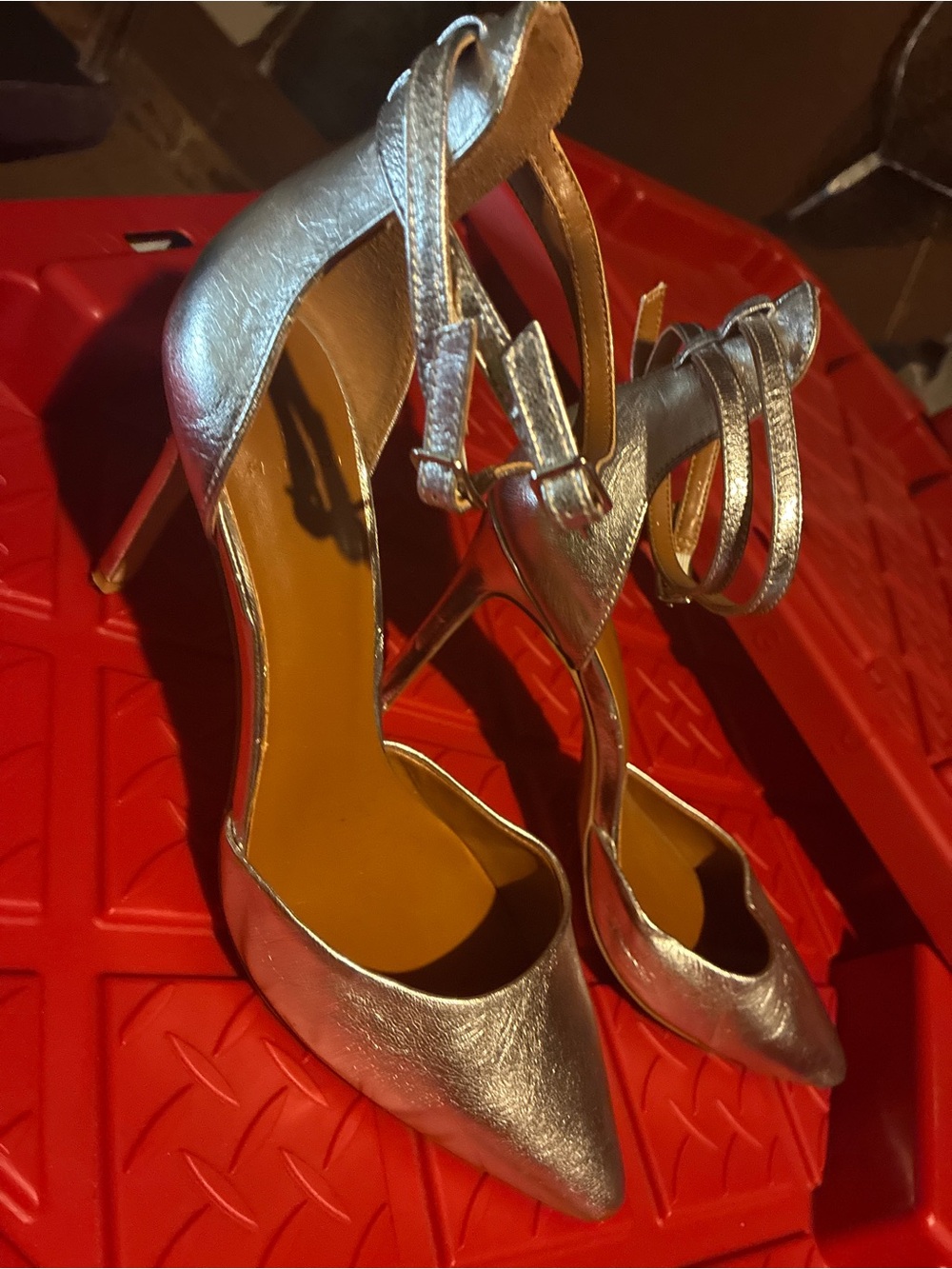 Halston Heritage Silver Pointed Toe Strappy Stiletto Heels